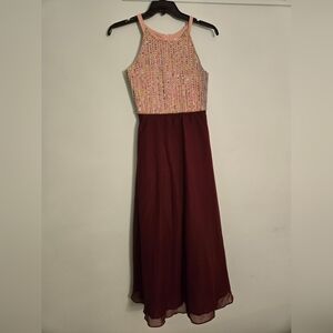 Elegant Multicolor and Burgundy Women's Dress
